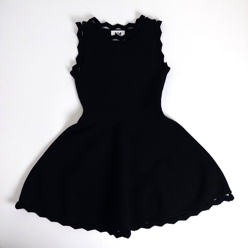 Milly Minis‎ Skater Dress Kids 5-6 Black Scalloped Sleeveless Fit and Flare